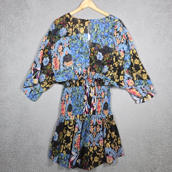 Zara Romper Large Multicolor Patchwork Print Flowy Floral Romper Smock Boho NWT - Picture 8 of 12